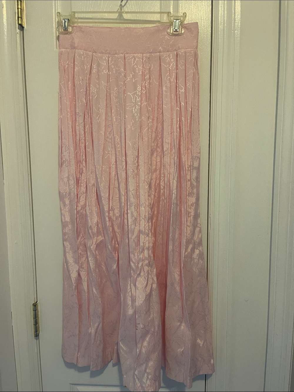 Pleated Satin Maxi Skirt - Light Pink